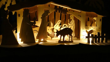 Wooden Nativity Scene Lighted Silhouette Wooden Nativity Scene Lighted Silhouette
