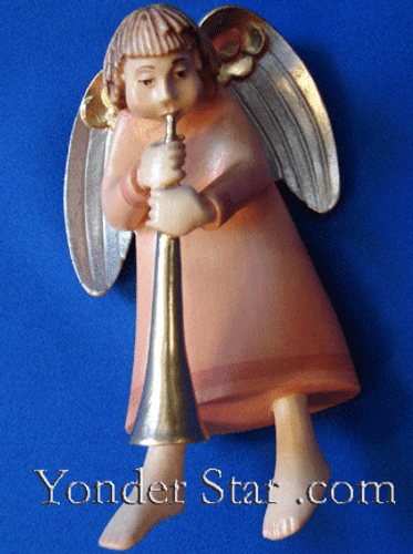 Angel with Horn LEPI Kastlunger Wooden Nativity