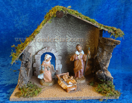 5" Fontanini Nativity Set w 10" Wooden Stable 54710