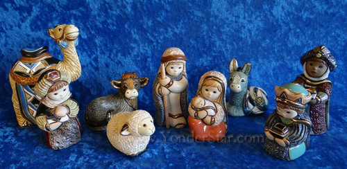 Rinconada Nativity Scene from Uruguay w platinum & 18 carat gold gilding 9 Pcs