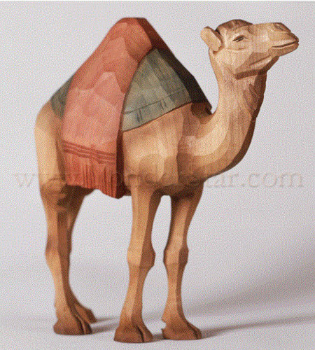 Camel Standing w Blanket - Huggler Nativity Woodcarving Switzerland