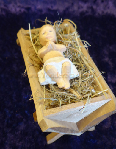Baby Jesus in Hay Crib - Huggler Nativity Switzerland