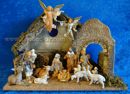 5" Fontanini Nativity Scene 12 pc with 12" Wooden Stable 54487
