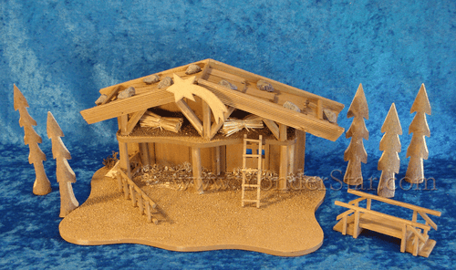 7.5" Wooden Nativity Stable with Accessories