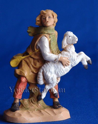 Aaron - 5" Fontanini Nativity Shepherd w Sheep 72563