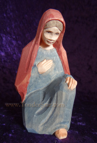 Mary with Hand on Heart - Huggler Swiss Nativity Woodcarving