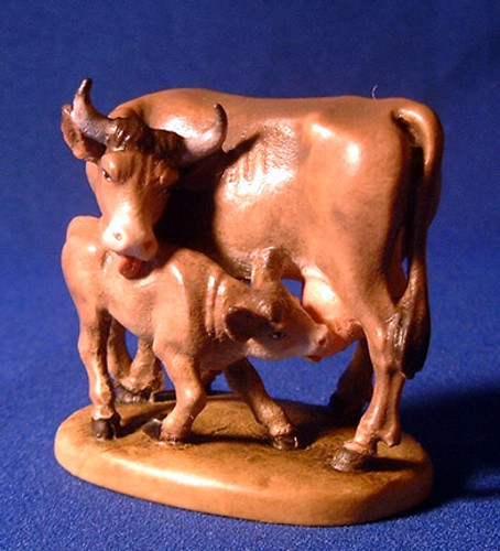 Cow with Calf Reindl Italian Handcarved Wood