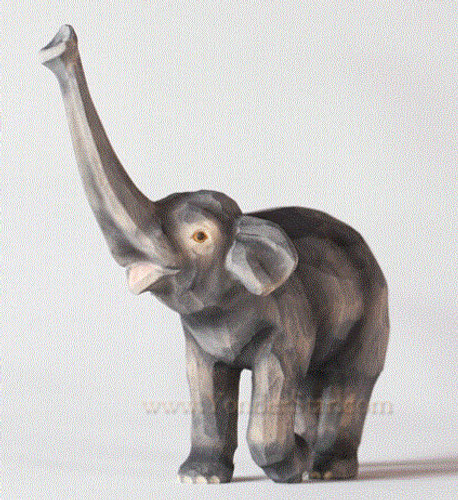 Baby Elephant Trumpeting - Huggler Nativity Swiss Woodcarving
