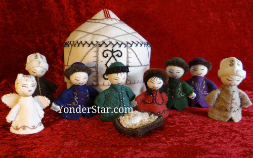 Sheep's Wool Felt Nativity Scene from Kyrgyzstan : Pre-Order