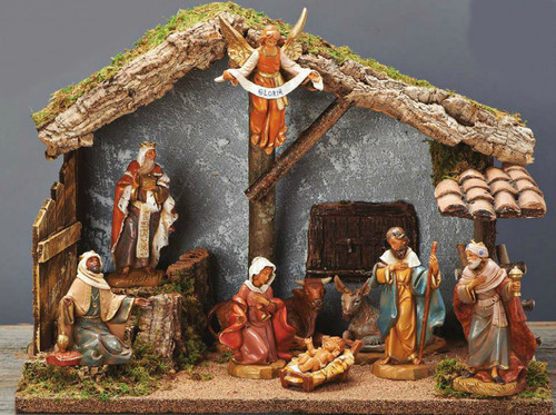 5" Fontanini Nativity Scene - 9 pc with Italian Stable 54130: Pre-Order
