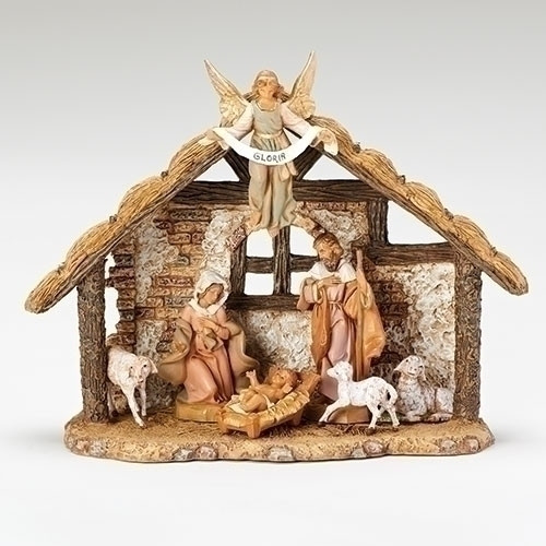 5" Fontanini Nativity Scene - 7 pc w 9" Resin Stable 54461: Pre-Order