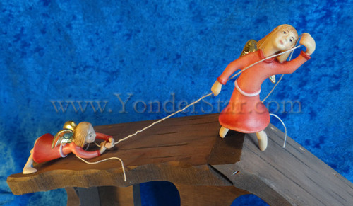 Kastlunger Rapelling Angels Set of Two for LEPI Kastlunger Wooden Nativity