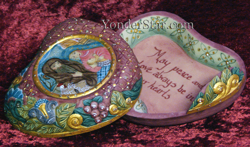 Heart Shaped Nativity Scene Swivel Box