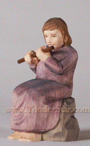Child with Flute - Huggler Nativity Swiss Woodcarving