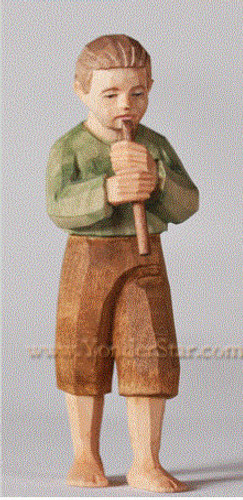 Boy with Recorder - Huggler Nativity Woodcarving
