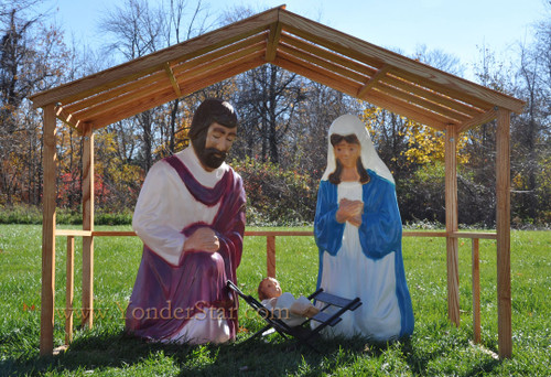 Life Size Outdoor Nativity and Wooden Stable