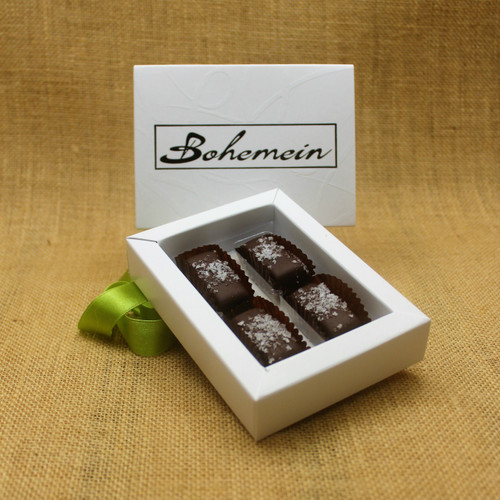 Bohemein 4 chocolate gift Box with 4 Award Winning Sea Salt Caramels.