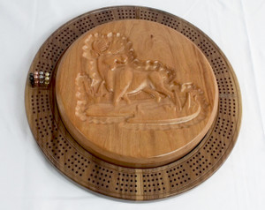 Four Player Cribbage Board Moose Cherry and Walnut