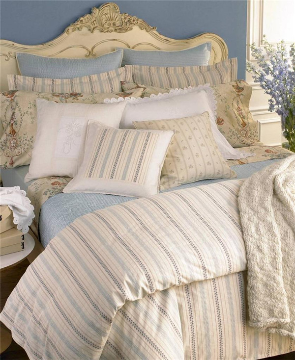 Lauren Villandry Cream W Blue Beige Stripe 12p King Duvet Cover Ralph Lauren Villandry Cream W Blue Beige Stripe 12p King Duvet Cover Set New