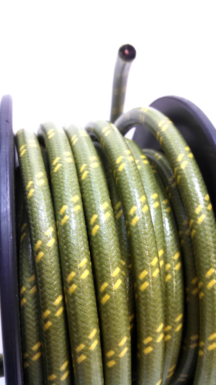 Cotton Braided Spark Plug Wire, Green with Double Yellow Tracers *by