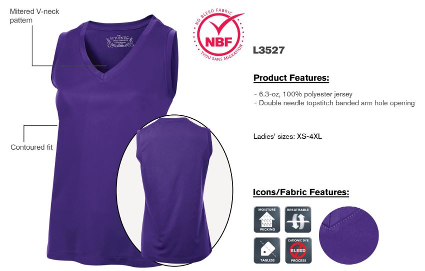 Buy ATC PRO TEAM SLEEVELESS V-NECK LADIES' TEE - L3527