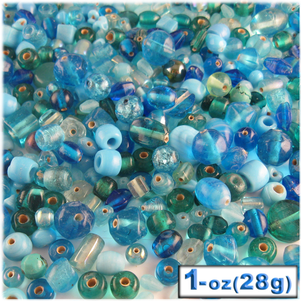 Glass Beads Assorted 612mm 1oz=28g The Crafts Outlet Light Blue