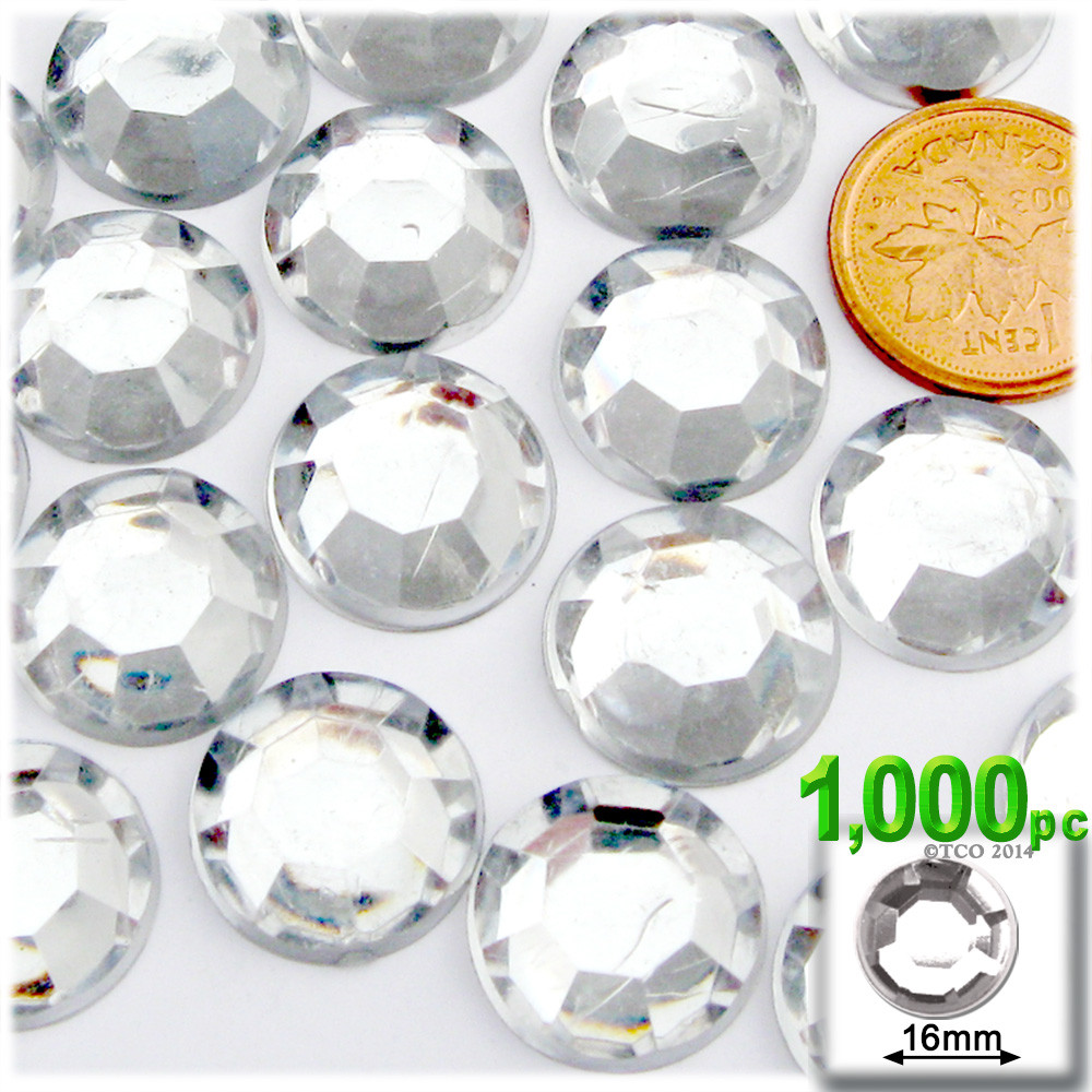 Rhinestones Flatback Round 16mm 1,000pc Clear Crafts Outlet