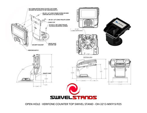 Swivel Stands POS Stand Open Hole Flip Up VeriFone MX915 EMV Clearance Swivel Stands POS Stand Open Hole Flip Up VeriFone MX915 EMV Clearance