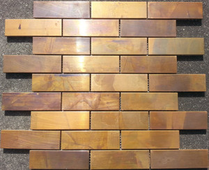 Copper subway mosaic tiles