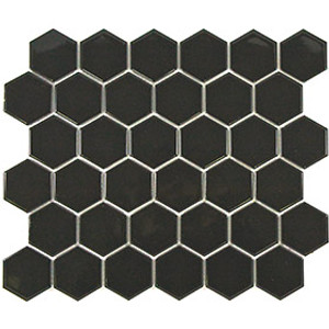 black hexagon mosaic tiles