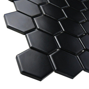 black hexagon porcelain mosaic tiles