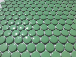Green penny round mosaic tiles