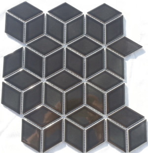 Black porcelain 'cube' mosaic tiles