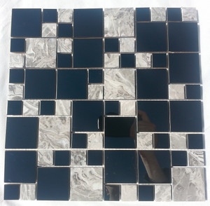 0SA073 Stainless Steel & Marble Mosaic Tiles