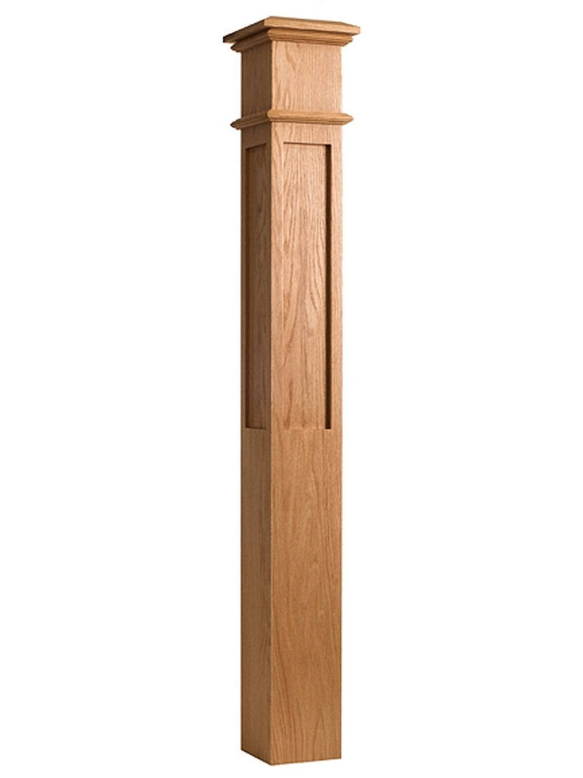 4098 Flat Paneled Red Oak Box Newel Post