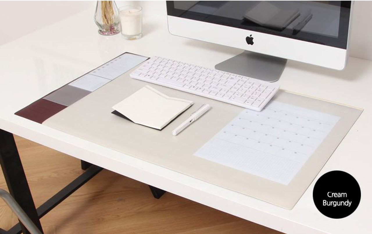 Desk Pad Wide Cream Burgundy Ahzoa Desk Pad Wide Cream Burgundy