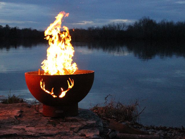 Antlers - Fire Pit Art® Antlers - Fire Pit Art by the lake night time image ... - Antlers - Fire Pit Art®