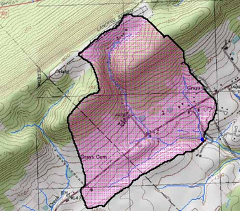 Sample pond contributing watershed map Sample pond contributing watershed map