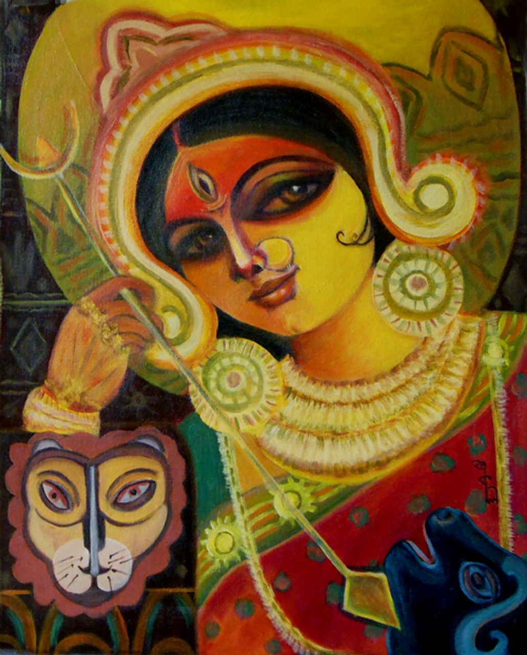 Durga Maa - 18in X 24in (Border Framed),ART_KISL5_1824 ... Durga Maa - 18in X 24in (Border Framed),ART_KISL5_1824 ...