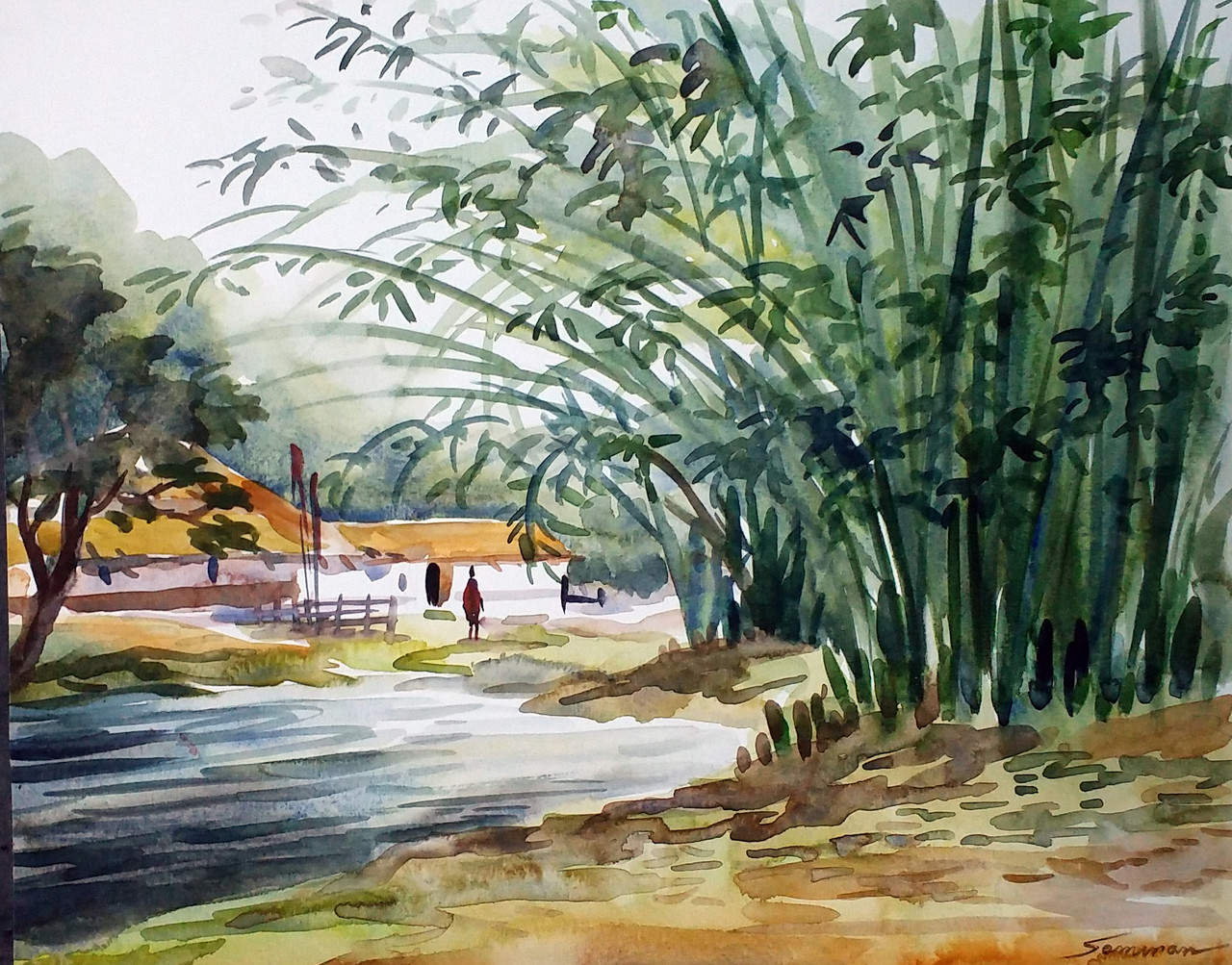 Buy Morning Village Handmade Painting by SAMIRAN SARKAR ... Click the link to buy acrylic painting colors from best.