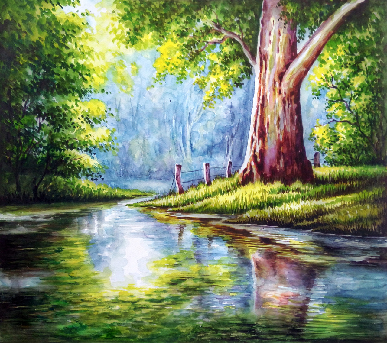 Buy NATURE - Watercolour Painting Handmade Painting by Dinesh Kumar