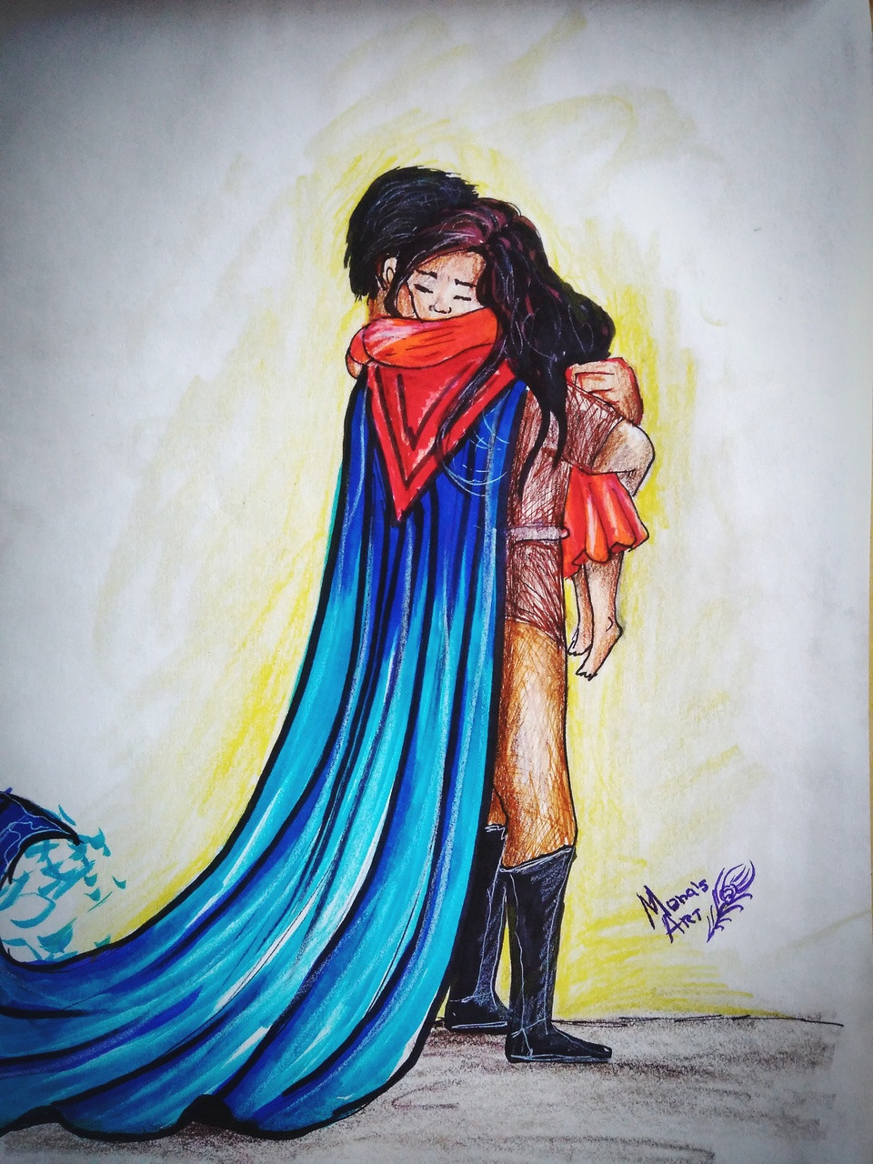 Buy Father daughter love(superhero) Handmade Painting by ...