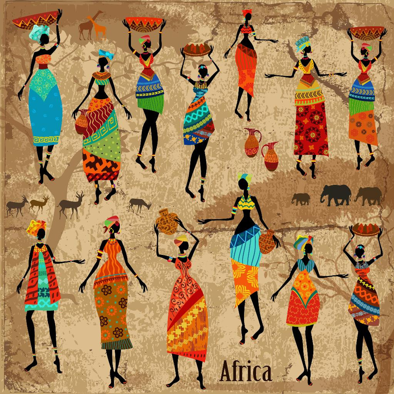 Shop African Tribal Art 2 (PRT_532) Canvas Art Print 28in X 28in