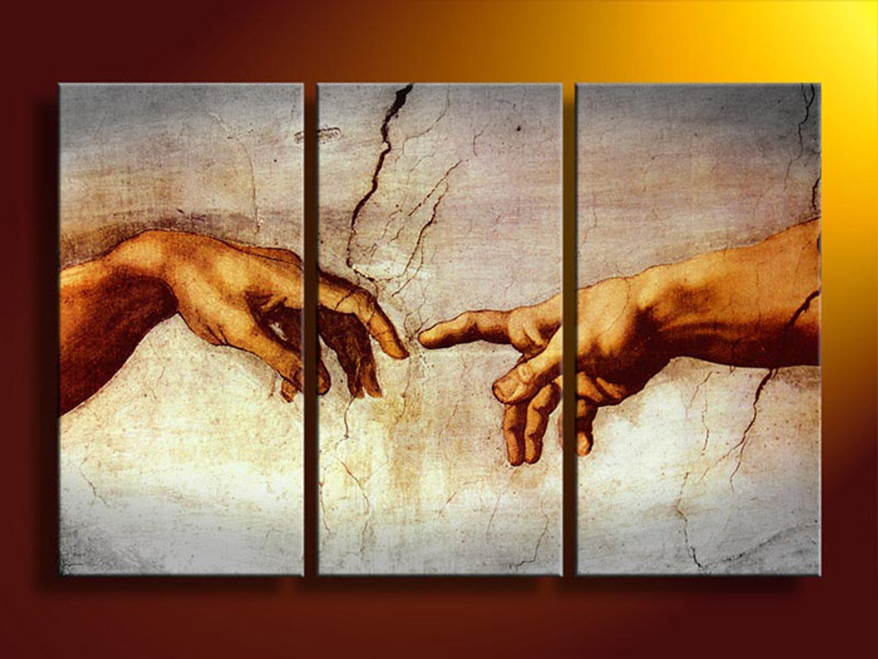 Creation of Adam by Michelangelo Replica Painting 48in X 32in (16in X