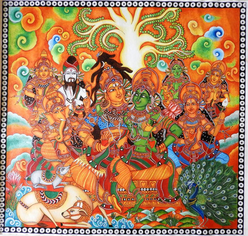 Buy Kerala Mural Shivakudumbam Handmade Painting by Devi J. Code:ART ...