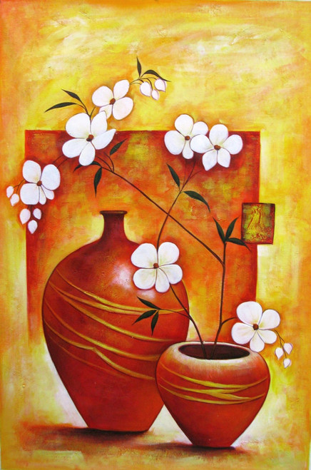 Ensemble 1 - 24in X 36in,RAJEAR16_2436,Acrylic Colors,Pottery,Vase