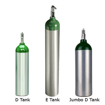 Portable Aluminum Oxygen Tanks - Sizes D, Jumbo D and E - Medical Warehouse