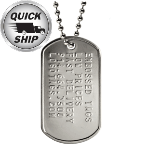 This is a custom military dog tag with LogoTags information embossed on the tag.