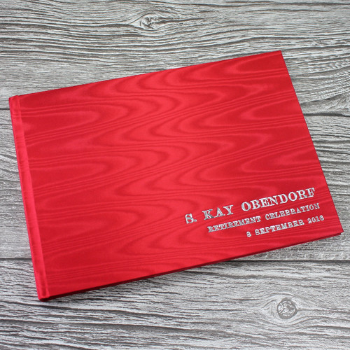 Red Moiré Satin Taffeta Wedding Guest Book