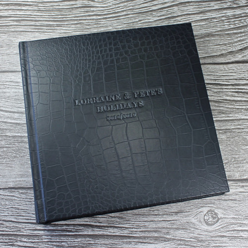 Traditional Classic Black Caiman Effect Leather Photo Album